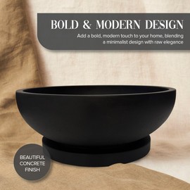 FUINTRA Concrete Fruit Bowl – Modern Decorative Bowl for Home & Kitchen | Large Heavyweight Centerpiece for Keys, Fruit, or Table Decor (Black)