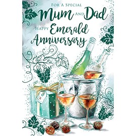 Mum & Dad On Your 55th Emerald Wine Cooler Happy Anniversary Card Lovely Verse