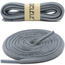 DELELE Oval Athletic Shoelaces Half Round Shoe Laces Light Gray 2 Pair 47.24"