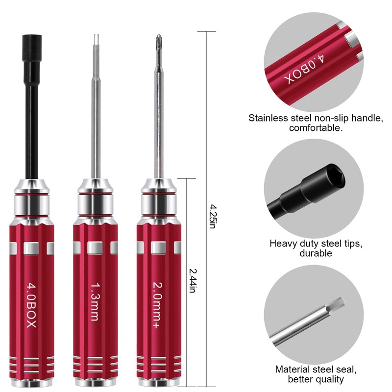 12Pcs RC Car Tools Kits Screwdriver Set (Hex, Phillips, Flat)