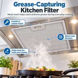 Metal Mesh Cooker Hood Filter for Kitchen Ventilation – 350 × 285 × 9 mm Silver Replacement Filter for Range Hoods