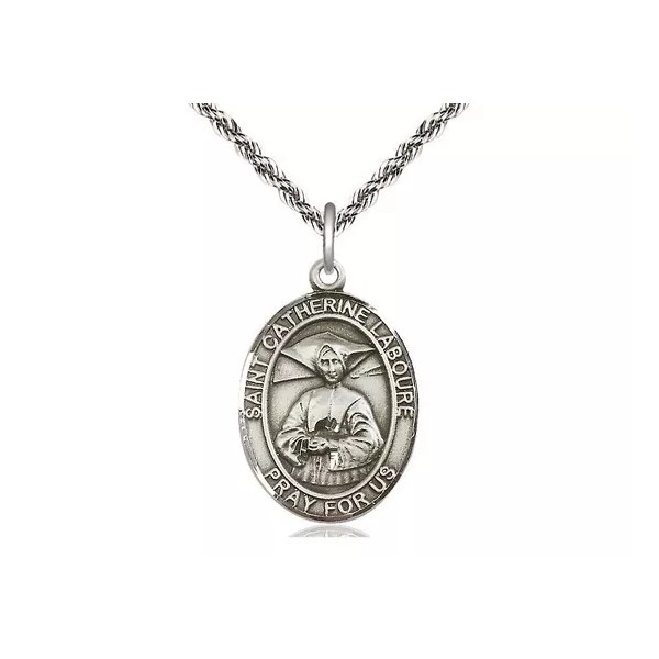 St Catherine Laboure Medal 1" High Sterling on a 20''