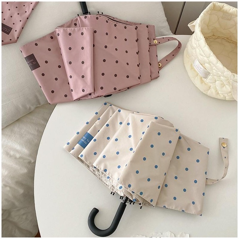 작은 도트 무늬 접이식 휴대용 데일리 양우산 Small Polka Dot