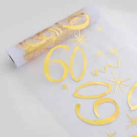 Yontree 60th Birthday Decoration Table Decoration Birthday Table Runner for Men and Women (28 cm x 10 m) Can be Cut to Size