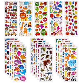 Sticker Children 500+, IKWOLETI 3D Sticker Set for Children and Toddlers, Stickers Children Including Dino, Animals, Numbers, Letters, Cars and More (20 Sheets)