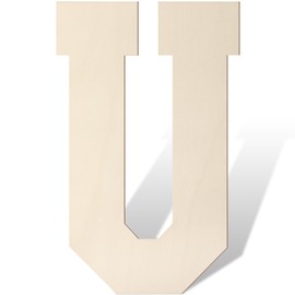Large Wooden Letters 17 Inch, Big Wood Letters U Shape Cutout Alphabet Unfinished Vintage Sports Varsity Style Paintable Wooden Letters for Wall Decor Nursery Name Painting Crafts Party Room Decor