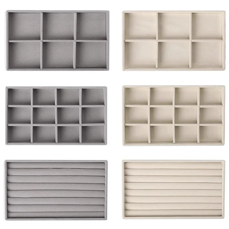 Vellure Velvet Jewelry Organizer Drawer Tray – Stackable Compartments for