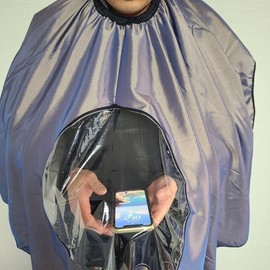 Premium Hair Cutting Cape with Transparent Window for Phone Viewing Material