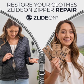 ZlideOn Zipper Pull Replacement - Black, Normal (L) - Instant Zipper Replacement Slider for Plastic Zippers