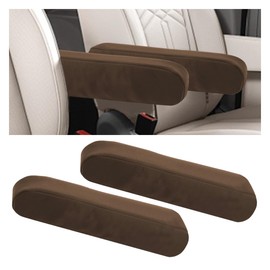 KITUREK 2PCS Car Front Seat Armrest Covers, Auto Seat Arm Rest Protector Replacement, Soft Elastic Fabric Armrest Covers, Vehicle Interior Decor Accessories (Brown)