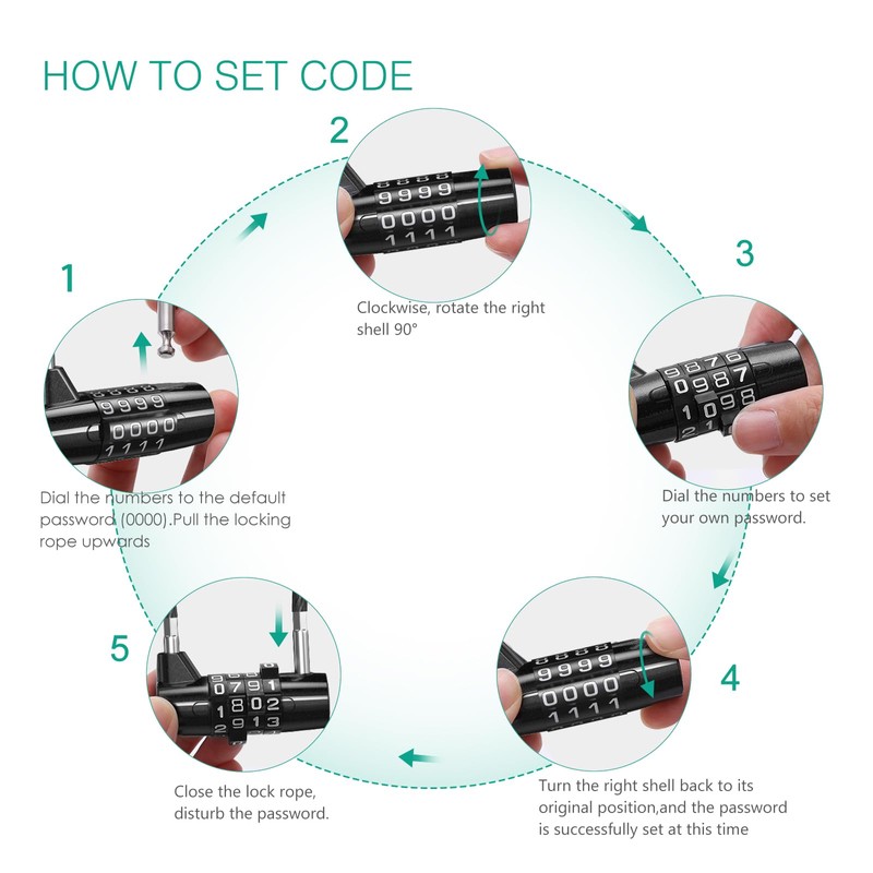 ORIA Combination Padlock, Small Padlocks with Code, 4 Digit Safety
