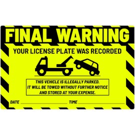 easykart labels 50 Parking Violation Notice Parking Violation Stickers Tow for Car Parking Warning Adhesive Car Window Fluorescent Green Labels (1 Pack)