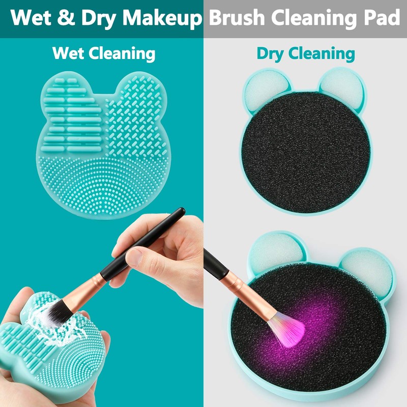TailaiMei 2 Pack Makeup Brush Cleaning Mat with Color Removal