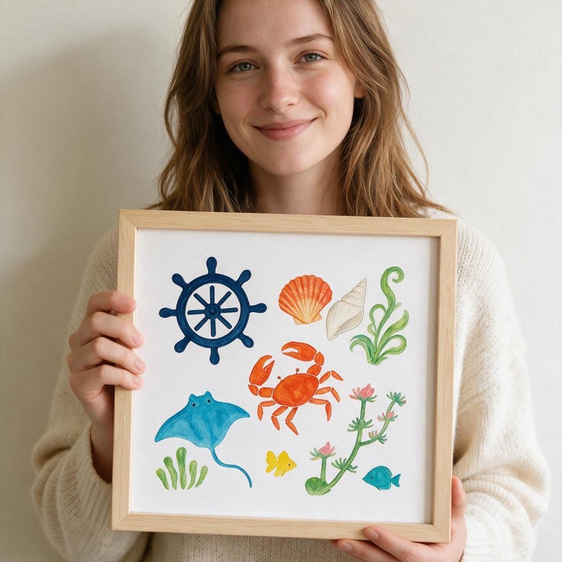 32 Sea Creature Animal Art Stencils, 10 X 10 cm
