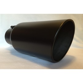 FLAT BLACK 5" INLET 8" OUTLET 18" LONG ROLLED ANGLE EXHAUST TRUCK TIP