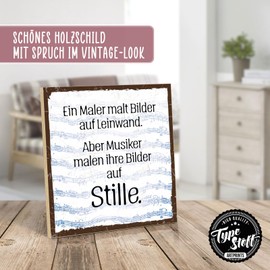 TypeStoff Wooden Sign with Saying - Music - Vintage Look with Quote as a Gift and Decoration on the Theme of Silence and Mood - HS-00695