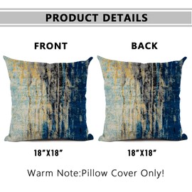 eshabear Pillow Covers 18x18 Inch Set of 2 Blue and Yellow Katharina Area Rug Pattern Throw Pillow Covers for Sofa Couch Garden Bedroom Home Decor (18x18, Blue and Yellow)