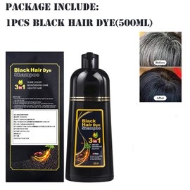 Mikabila 500 ml Shampoo for Black Hair, Instant Hair Shampoo Hair Colour Shampoo for Grey Hair, Natural Hair Dye Shampoo, Natural Black Hair Colour Shampoo 3 in 1 for Men and Women