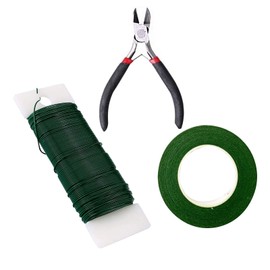 QincLing Floral Arrangement Tools, 30 Yards Green Florist Tape 22 Gauge Green Paddle Wire and Floral Wire Cutters Florist Wraps Wreath Making Kit For Wreaths Bouquet Stem Wrap Floristry Supplies