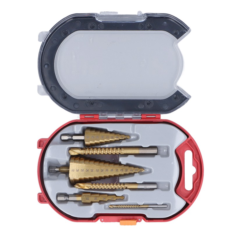 3Pcs Step Drill Bit Hex Shank Straight Grooved HSS Ti