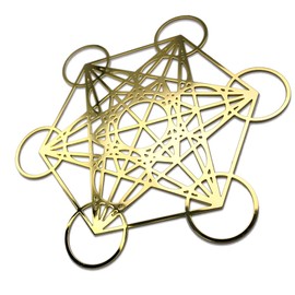 METAL ARTEM Metatron's Cube Copper Plate – 4 Inch Gold-Plated Sacred Geometry Ornament, Ideal for DIY Projects and Spiritual Energy Decor