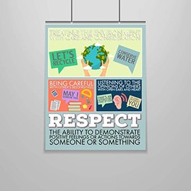 Zap Education Respect Poster - Character Building - 16 x 20 - Laminated - Growth Mindset - Social Emotional - Moral Intelligence - Classroom Decor - School Counselor - Educator - Virtues - Values