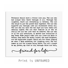 Friend For Life Beautiful Peom For Special Friend Soul Sister Gift Best Friend Gift For Friend Typography Wall Decor Friend Quotes Print (11x14 inch)