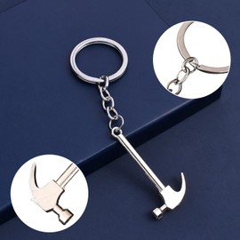 UNVOJL 2 Pieces Alloy Hammer Shape Pendant Key Ring Multipurpose Tool Hammer Key Ring Simulation Tool Keychain Metal Keyring Gift for Men Women