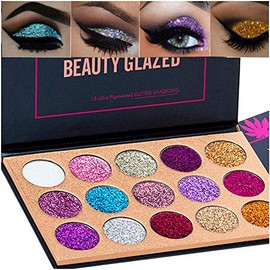 BestLand 15 Colors Glitter Eyeshadow Palette Shimmer Ultra Pigmented Makeup Eye Shadow Powder Long Lasting Waterproof Holiday Party Makeup (Colors A)