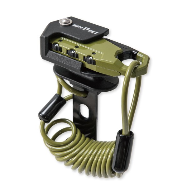 Tanax MF-4762 Motorcycle Anti-Theft Helmet Wire Lock Coil Olive 3