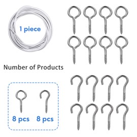 Welidoyaa Net Curtain Wire and Hooks Set 4M Curtain wire and includes 8 Eyes & 8 Hooks