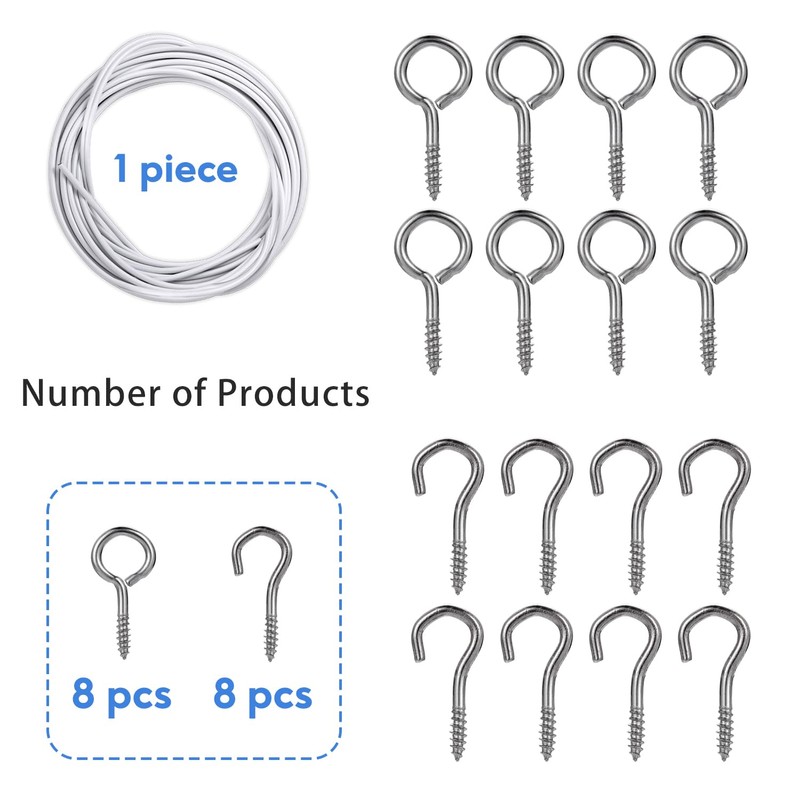Welidoyaa Net Curtain Wire and Hooks Set 4M Curtain wire