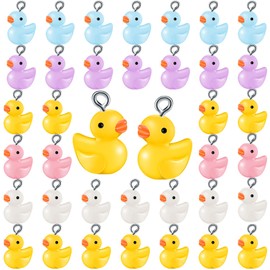 100 Pieces Resin Ducks Resin Mini Duck Charms Small Duck Shape Pendants Colorful Duck Jewelry Making Charms for DIY Making Jewelry Bracelets Earrings Necklaces Keychains Making Decors, 5 Colors