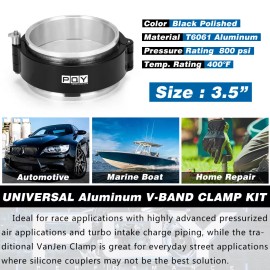 Davao Universal 3.5'' 90mm Aluminum V-Band Clamp for Intercooler Pipe Quick Release