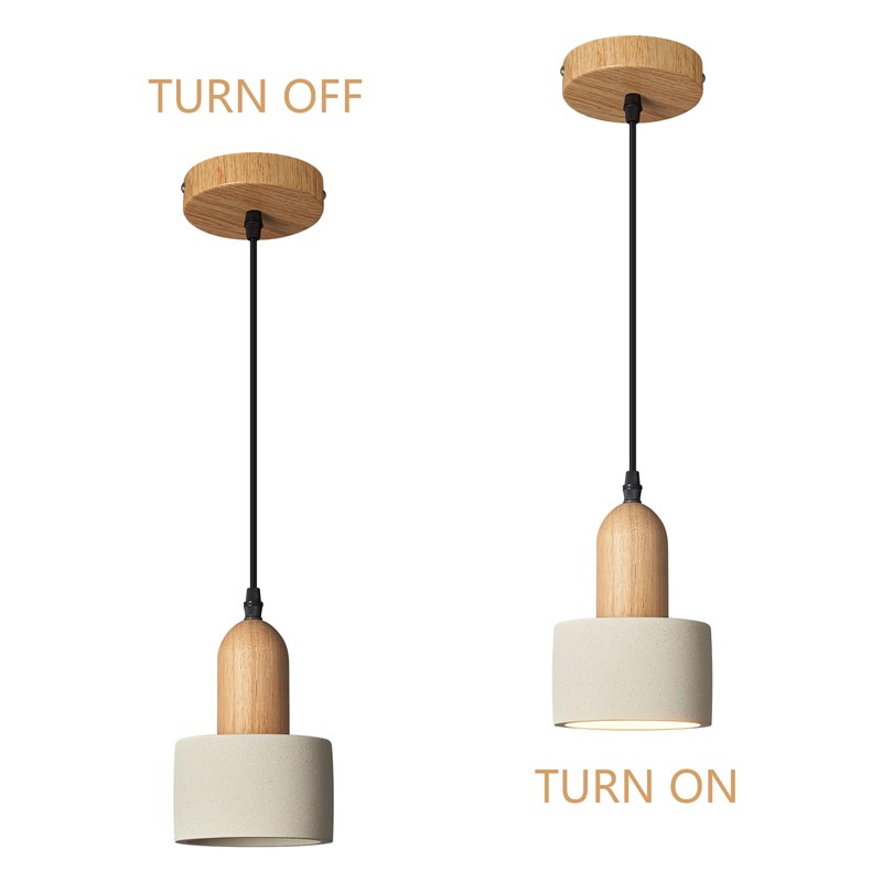 LBSQJ Modern Pendant Lights Cement White Chandelier Wooden Ceiling Lamps