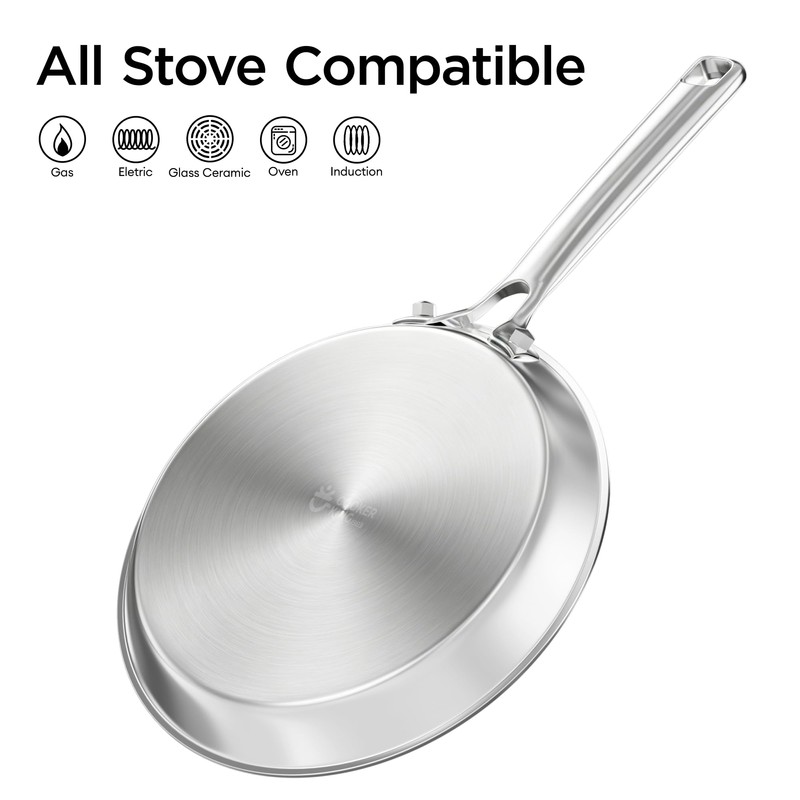 COOKER KING 11" Stainless Steel Crepe Pan, Everyday Flat Skillet