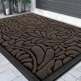 Yimobra Sturdy Door Mat, Heavy Duty Front Welcome Mats for Home Entrance Outdoor Indoor, Doormat for Outside Back Patio Floor Entry Porch Garage Office, Weather Resistant Easy Clean, 29.5 x 17, Brown