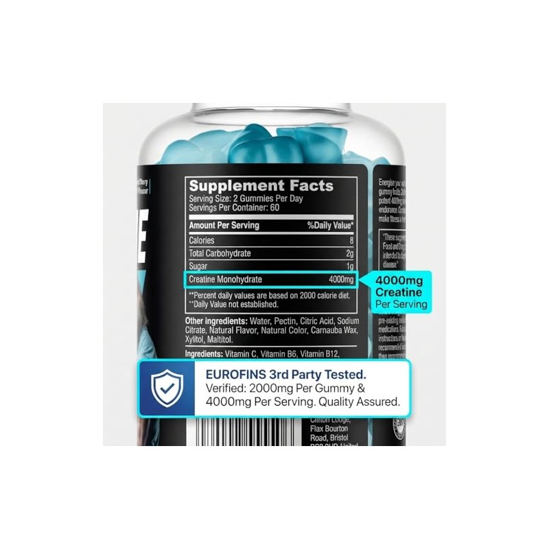 Creatine Gummies 4000mg | 120 Mixed Berry Flavoured Gummies |