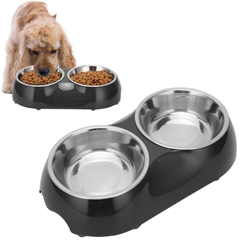 Stainless Steel Nonslip Double Pet Bowls Household Food Water Feeder