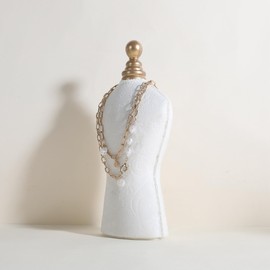 GemeShou Velvet necklace holder display stand, White jewelry necklace display for selling, necklace mannequin for jewelry, necklace bust jewelry display for Countertop【White-Large】