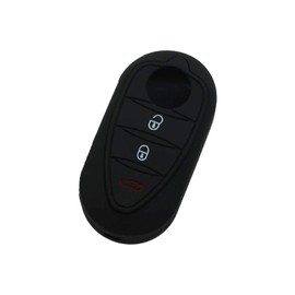 SEGADEN Silicone Cover Protector Case Holder Skin Jacket Compatible with ALFA ROMEO Mito Giulietta 159 GTA Brera 4C 3 Button Flip Remote Key Fob CV9267 Black