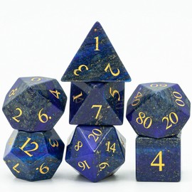 World of Dice - Lapis Lazuli Edition - Elegant Dice Set Made of Genuine Gemstone 7-Piece Dice Set for RPG, Pen and Paper, DND, DSA, D4 to D20