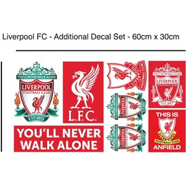 Themed Liverpool FC Wall Sticker - Crest Wall Decal Football Art Mural + LFC Decal Set (90cm height x 60cm width)