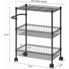 LALFPET 3 Tier Rolling Storage Cart with Adjustable Wire Shelving,
