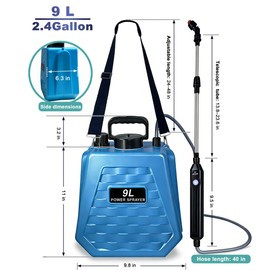 2.4 Gallon/ 9L Electric Sprayer with Retractable Wand & 3 Mist Nozzles, Powerful Electric Garden Sprayer, Water Spray Pump Sprayers for Lawn, Garden, Cleaning