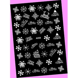 Merry Christmas Happy New Year Stars Snowflake Reindeer Tree 3D Nail Art Sticker A058 White for Nails Design Nail Art Stickers Decals Supplies Manicure Tips Sticker Colorful for Nail Decorations