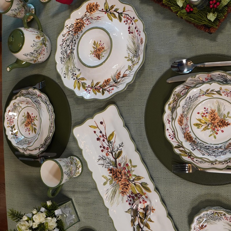 Certified International Winters Forest Melamine 2 Pc Appetizer/Serving Set.,