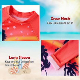 uideazone Little Girls 2-Piece Swimsuit Set Long Sleeve UPF 50+ UV Sun Protection Bathing Suit with Ruffle Bottom Sets for Summer Beach 4-5 Years Old