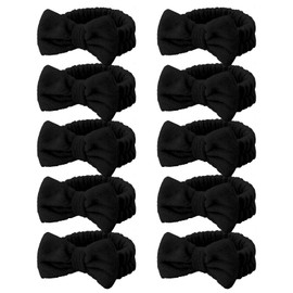 10 Pcs Black Face Wash Headbands, Spa Gifts for Women Girls, Soft Coral Fleece Skincare Headband, Bow Hair Bands, Beauty Headbands for Face Washing Shower Skin Care Yoga