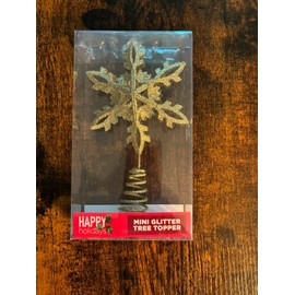 Happy Holidays CHRISTMAS Mini Gold Glitter Star Tree Topper 6” New In Package